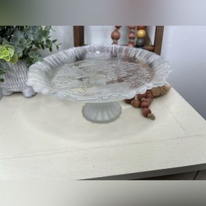 Vintage Mikasa Winter Dreams Crystal Footed Cake Stand Christmas